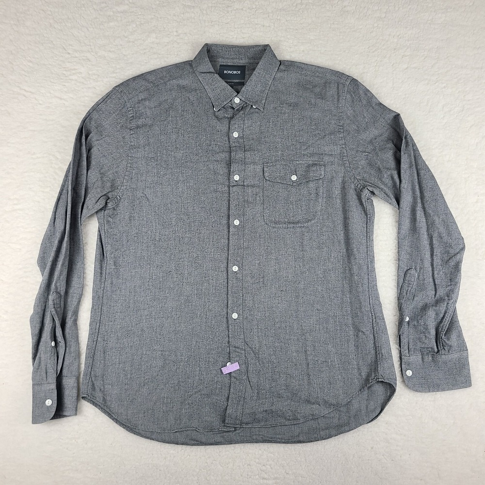 Bonobos Shirt Mens Large Gray Heathered Slim Fit Dress Button Down